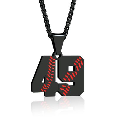 Aiyo Fashion Inspiration Baseball Jersey Number 0-99 Necklace - Stainless Steel Baseball Chain Pendant Necklace - Team Jewelry Gift for Boys & Girls