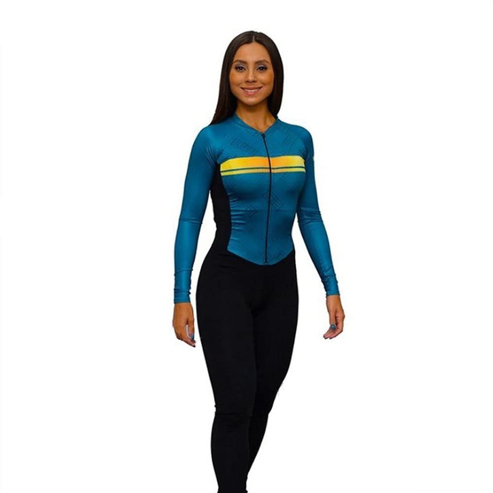 CYTSH Women's Bike Jersey Set Long Sleeve Pants Gel Jumpsuit Cycling Triathlon Sportswear Overalls (Color : 3382, Size : 3XL)