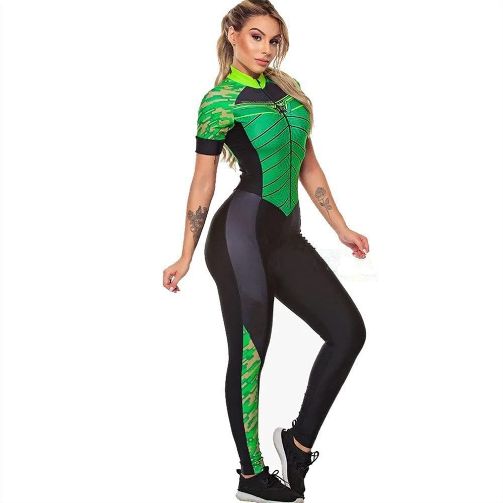 CYTSH Cycling Suit Jumpsuit Women 20D Gel Cycling Set On Trousers And Short Sleeves Bike Clothing (Color : 3417, Size : 5XL)