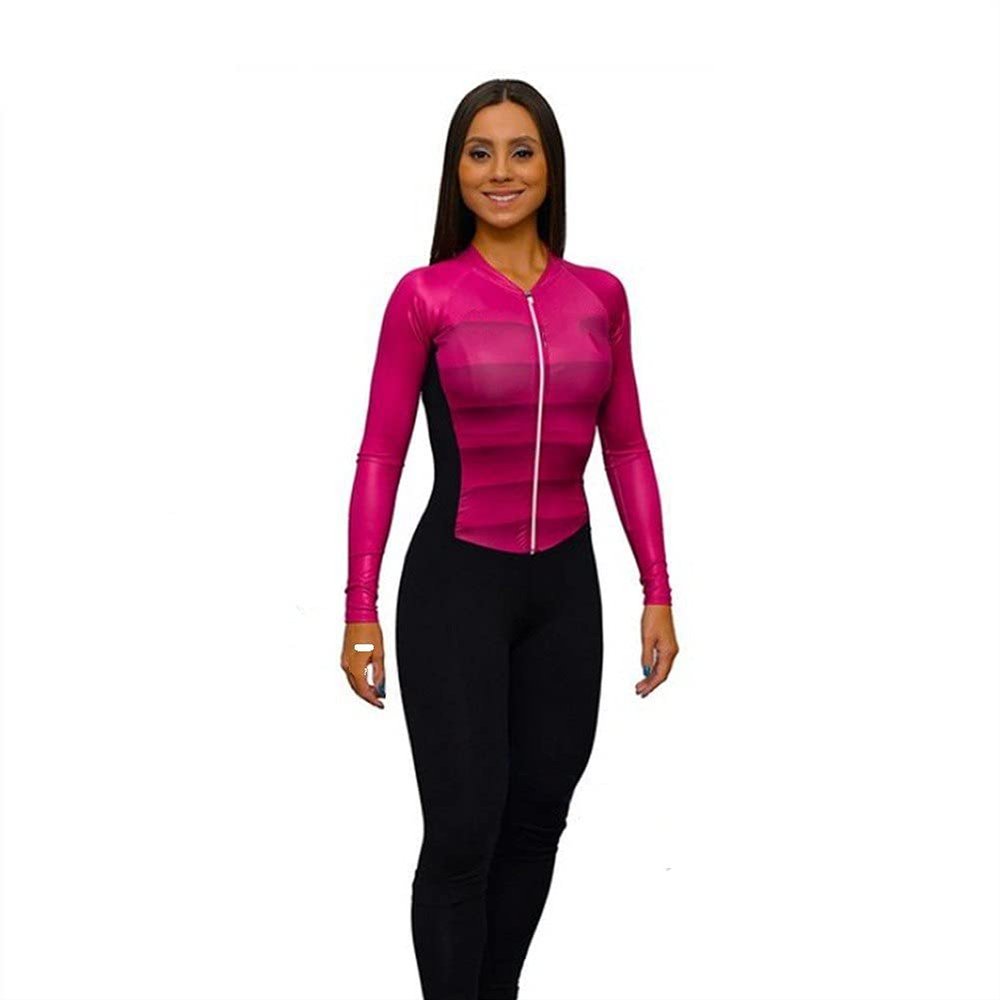 CYTSH Women's Bike Jersey Set Long Sleeve Pants Gel Jumpsuit Cycling Triathlon Sportswear Overalls (Color : 3376, Size : 5XL)