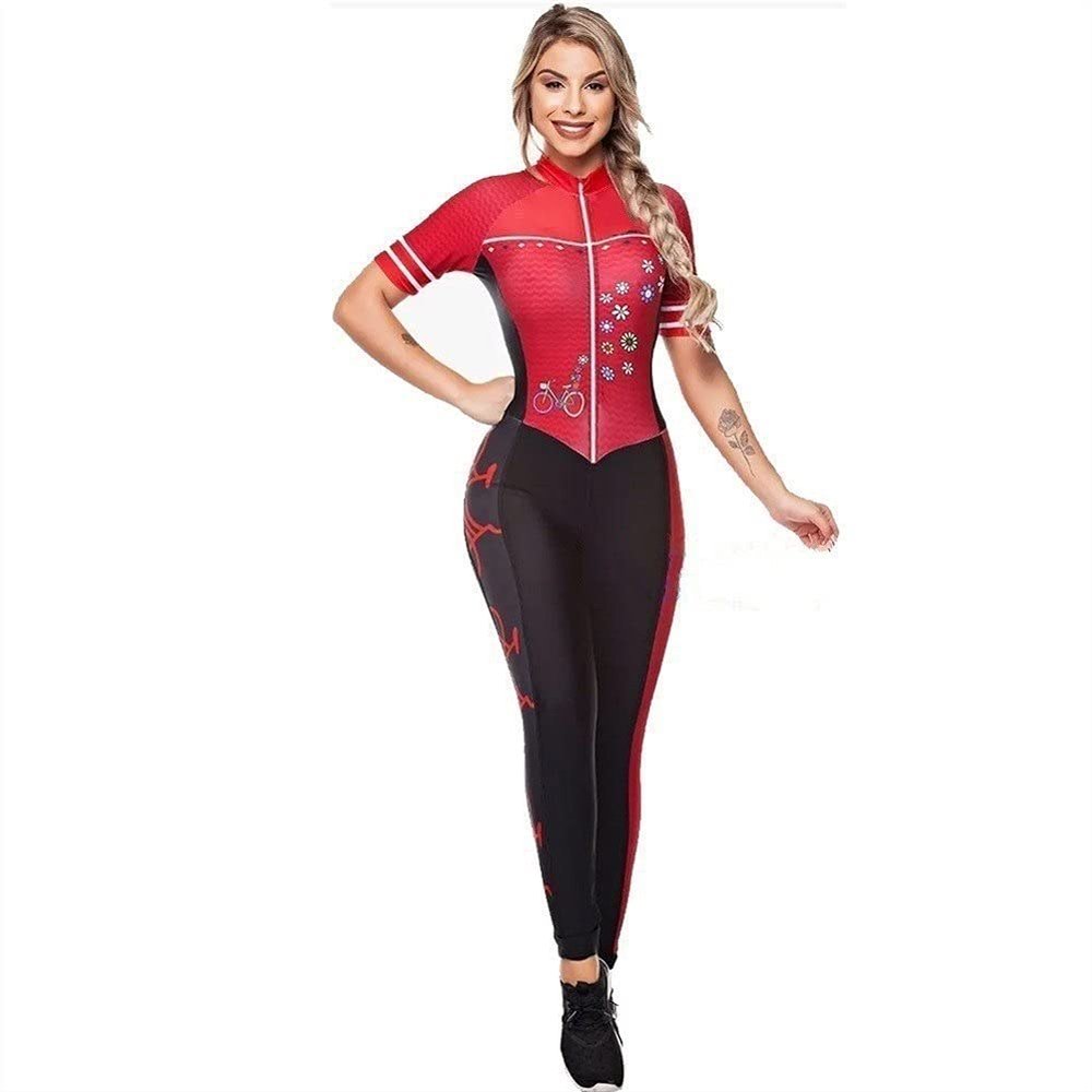 Cycling Suit Jumpsuit Women 20D Gel Cycling Set On Trousers And Short Sleeves Bike Clothing CYTSH (Color : 2127, Size : XL)