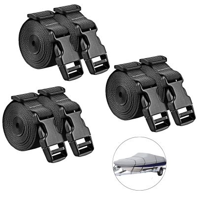 Adjustable Boat Cover Straps with Quick Release Buckles,Heavy Duty Boat Cover Tie Down Straps,Webbing Tightening Straps Suspenders,Belt (1" Wx96 L,6-Pack)