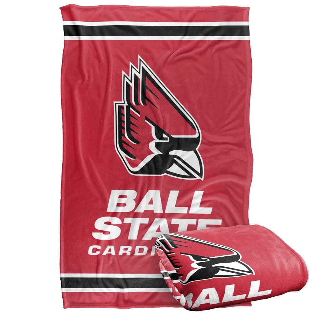 Ball State University Cardinals Blanket, 36" x 58", Primary Logo Stripes, Silky Touch Super Soft Throw