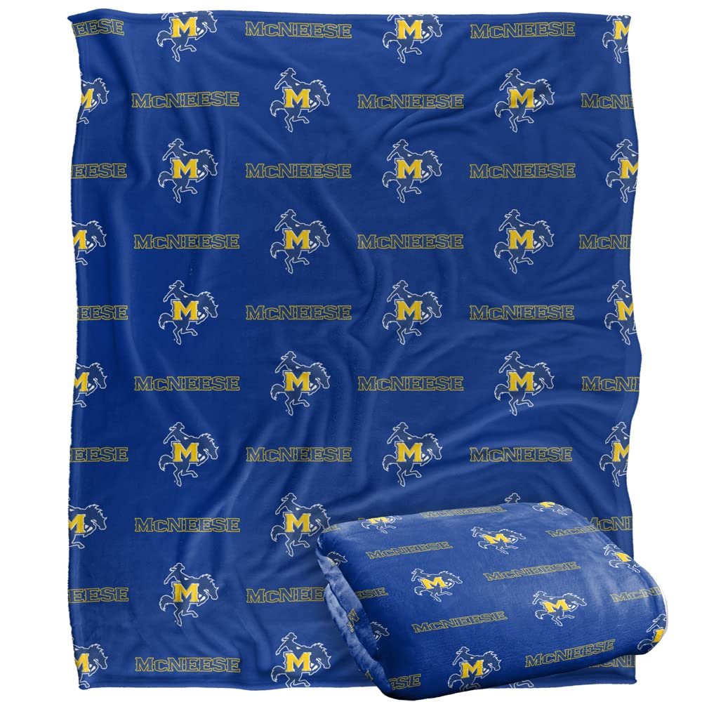 Mcneese State University Cowboy Blanket, 50" x 60", Logo Pattern, Silky Touch Super Soft Throw