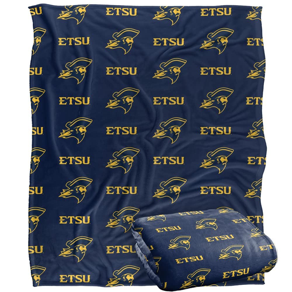 East Tennessee State University Lions Blanket, 50" x 60", Logo Pattern, Silky Touch Super Soft Throw