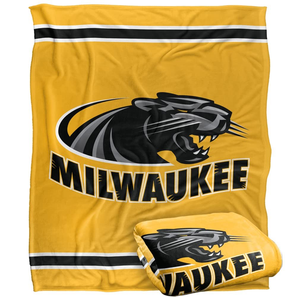 University of Wisconsin Milwaukee Panthers Blanket, 50" x 60", Primary Logo Stripes, Silky Touch Super Soft Throw