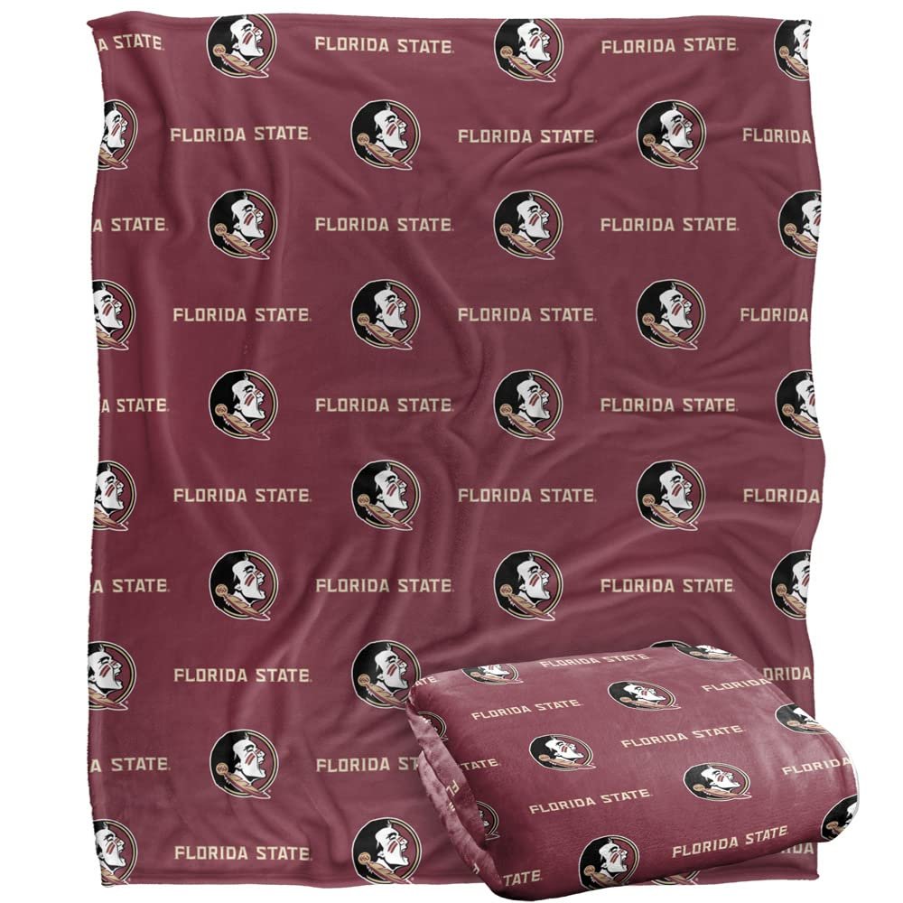 Florida State University Seminoles Blanket, 50" x 60", Logo Pattern, Silky Touch Super Soft Throw