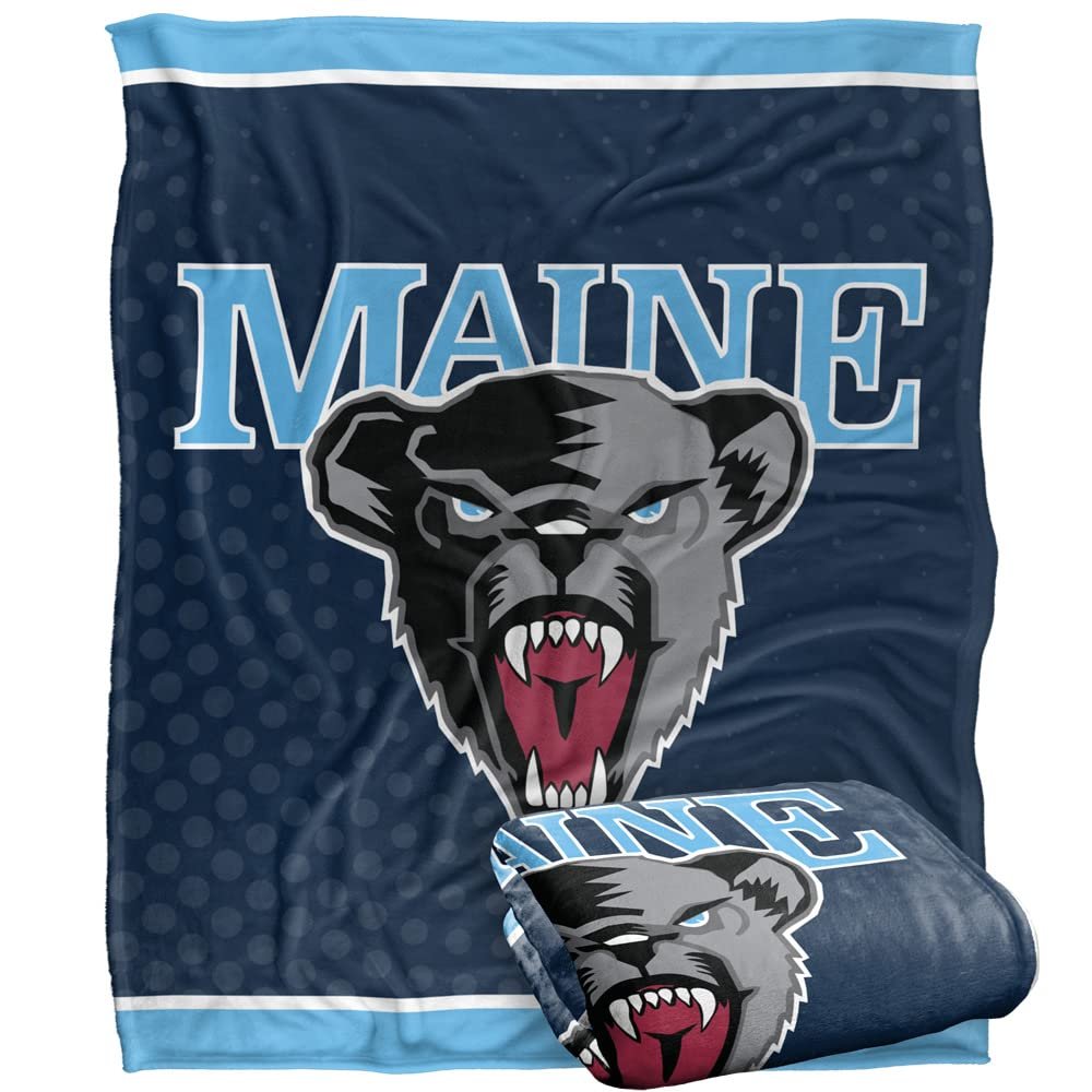 University of Maine Black Bears Blanket, 50" x 60", Logo Dots, Silky Touch Super Soft Throw
