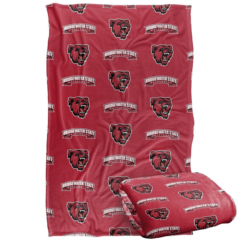 Bridgewater State Univeristy Bears Blanket, 36" x 58", Logo Pattern, Silky Touch Super Soft Throw