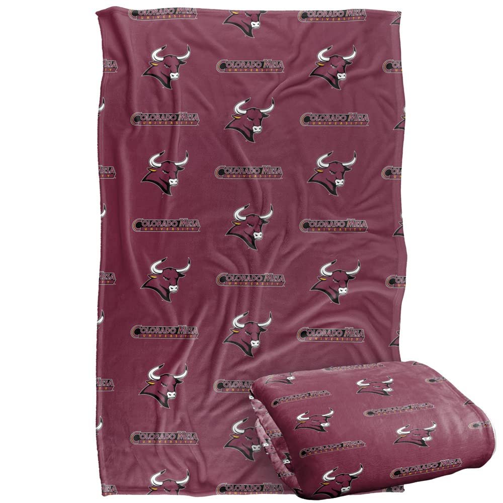 Colorado Mesa University Mavericks Blanket, 36" x 58", Logo Pattern, Silky Touch Super Soft Throw