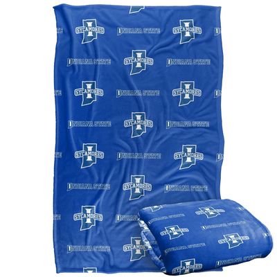 Indiana State University Sycamores Blanket, 36" x 58", Logo Pattern, Silky Touch Super Soft Throw