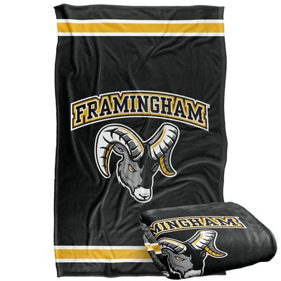 Framingham State University Rams Blanket, 36" x 58", Primary Logo Stripes, Silky Touch Super Soft Throw