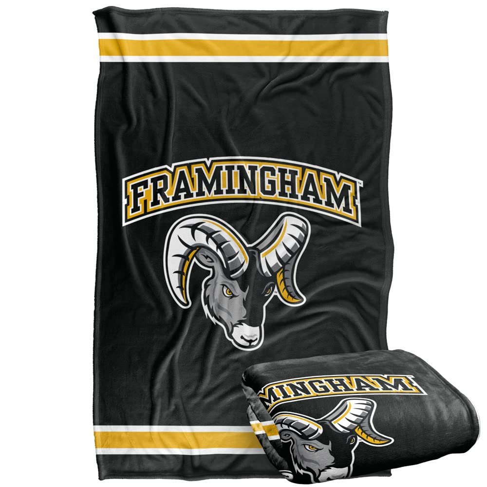 Framingham State University Rams Blanket, 36" x 58", Primary Logo Stripes, Silky Touch Super Soft Throw