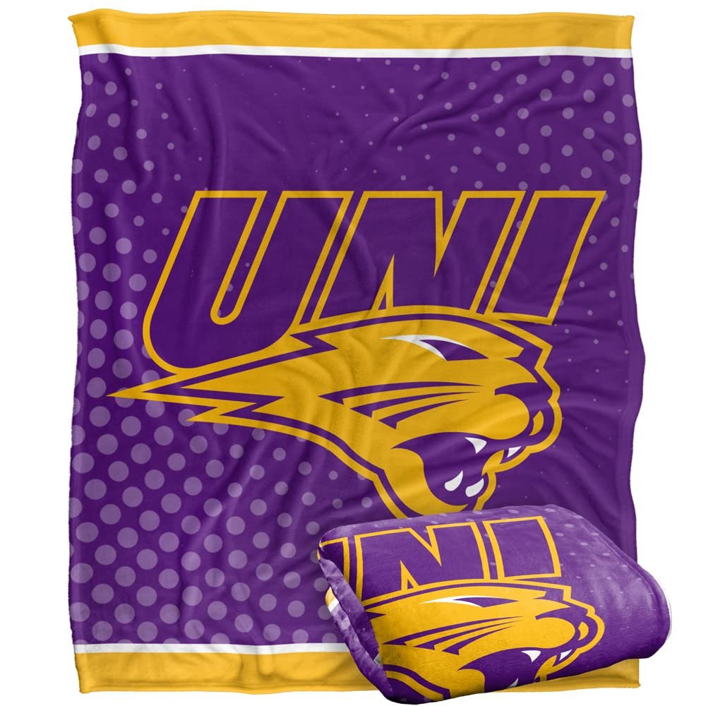 University of Northern Iowa Panthers Blanket, 50" x 60", Logo Dots, Silky Touch Super Soft Throw