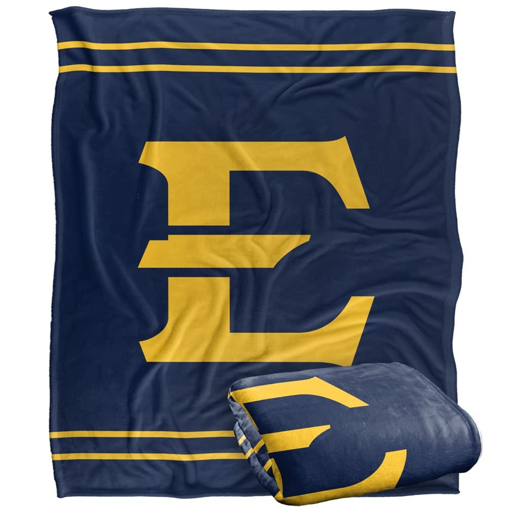 East Tennessee State University Lions Blanket, 50" x 60", Primary Logo Stripes, Silky Touch Super Soft Throw
