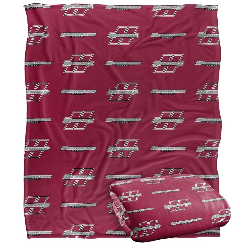 Henderson State University Reddies Blanket, 50" x 60", Logo Pattern, Silky Touch Super Soft Throw