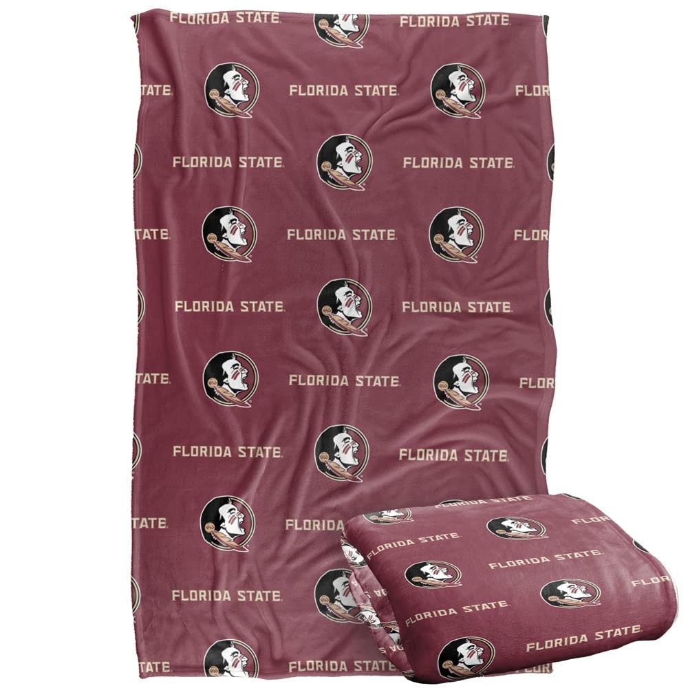 Florida State University Seminoles Blanket, 36" x 58", Logo Pattern, Silky Touch Super Soft Throw