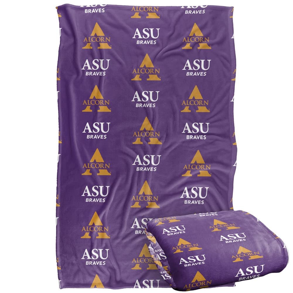 Alcorn State University Braves Blanket, 36" x 58", Logo Pattern, Silky Touch Super Soft Throw