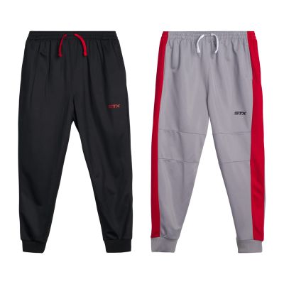 STX Boys' Track Pants - 2 Pack Performance Tricot Sport Jogger Sweatpants (4-16), Size 4, Light Grey/Black