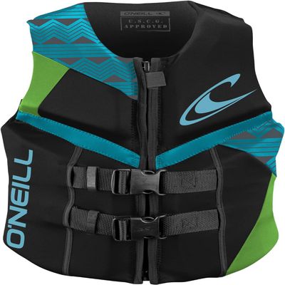 O'Neill Women's Reactor USCG Life Vest Black/Dayglo/Turquoise, 10