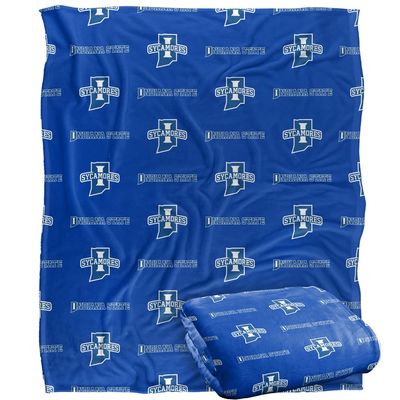 Indiana State University Sycamores Blanket, 50" x 60", Logo Pattern, Silky Touch Super Soft Throw