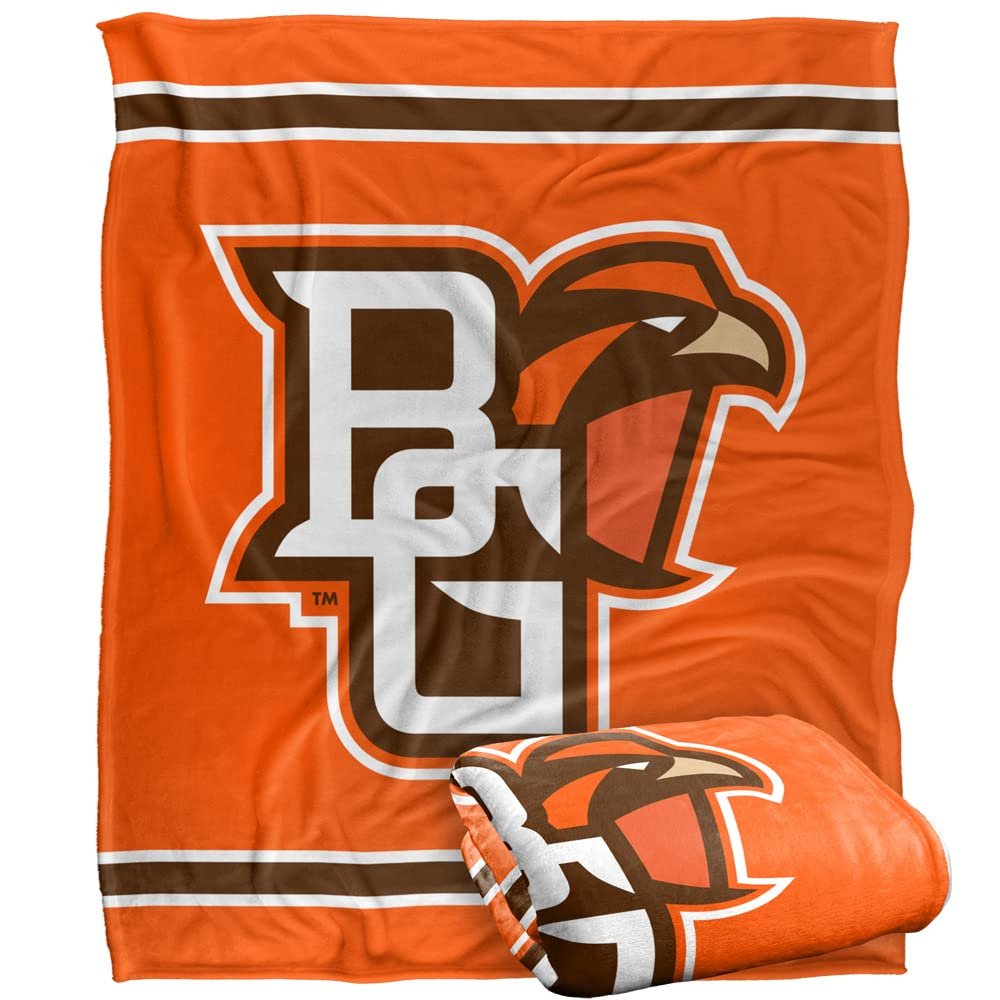 Bowling Green State University Wildcats Blanket, 50" x 60", Primary Logo Stripes, Silky Touch Super Soft Throw