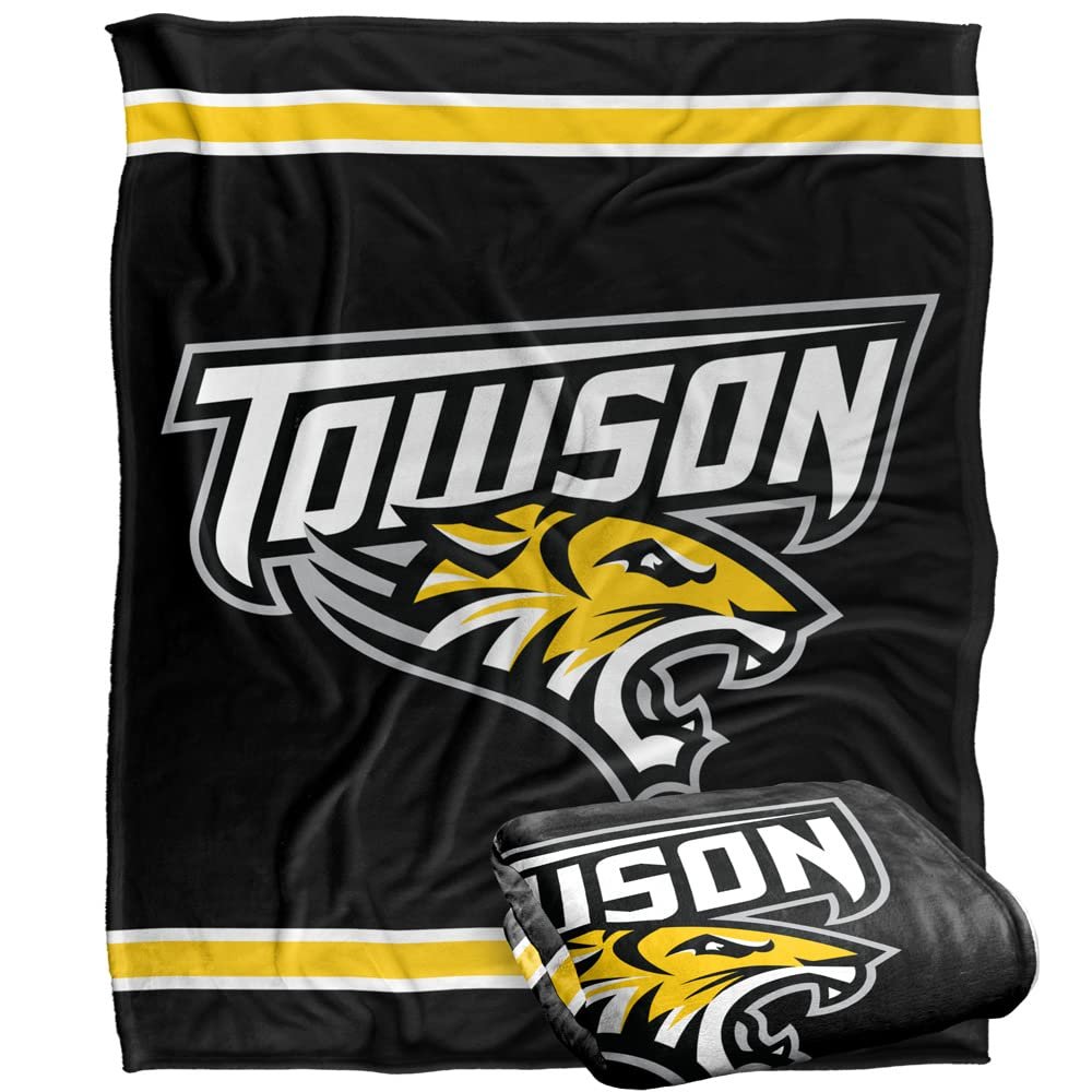 Towson University Tigers Blanket, 50" x 60", Primary Logo Stripes, Silky Touch Super Soft Throw