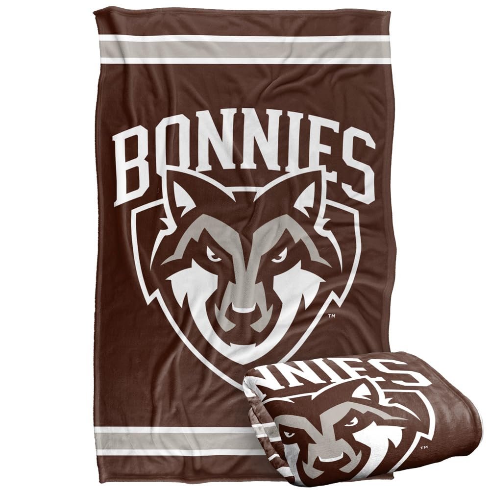 St. Bonaventure University Bonnies Blanket, 36" x 58", Primary Logo Stripes, Silky Touch Super Soft Throw