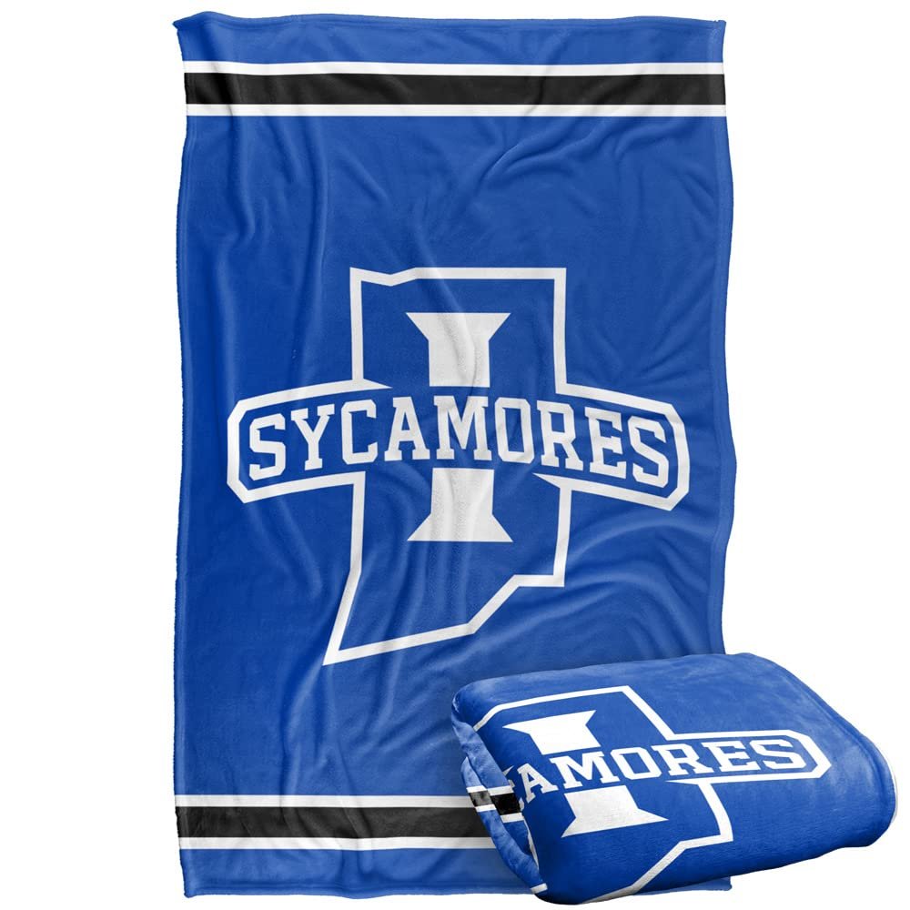 Indiana State University Sycamores Blanket, 36" x 58", Primary Logo Stripes, Silky Touch Super Soft Throw