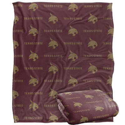 Texas State University Bobcats Blanket, 50" x 60", Logo Pattern, Silky Touch Super Soft Throw