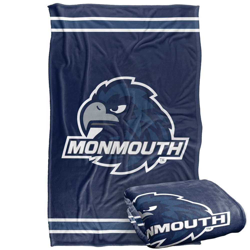 Monmouth Univeristy Hawks Blanket, 36" x 58", Primary Logo Stripes, Silky Touch Super Soft Throw
