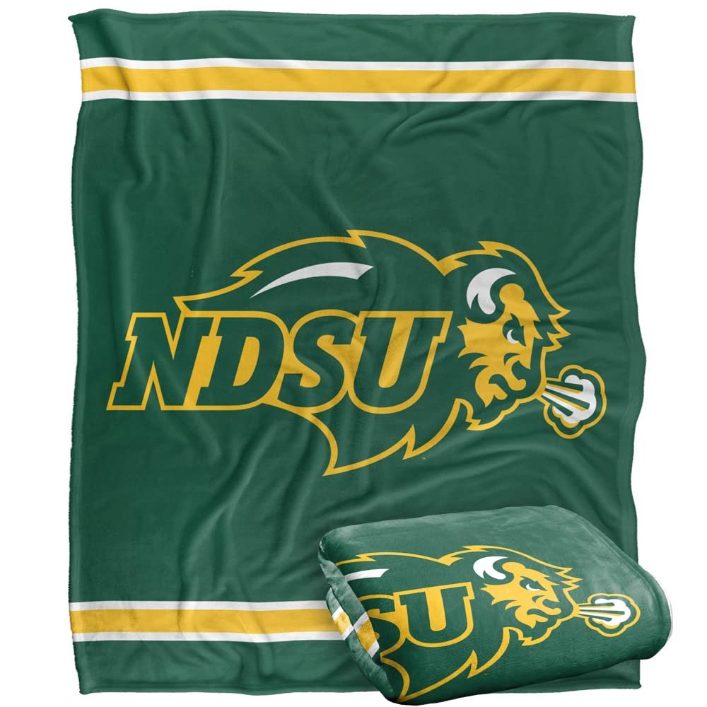 North Dakota State Univeristy Buffaloes Blanket, 50" x 60", Primary Logo Stripes, Silky Touch Super Soft Throw