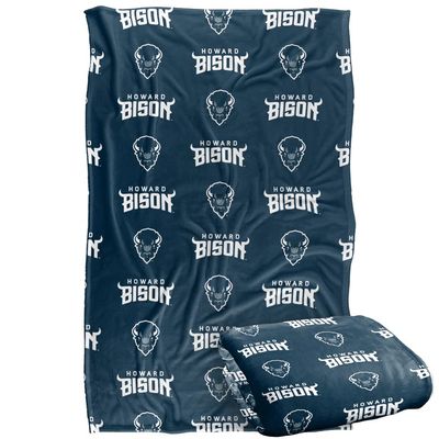 Howard University Bison Blanket, 36" x 58", Logo Pattern, Silky Touch Super Soft Throw