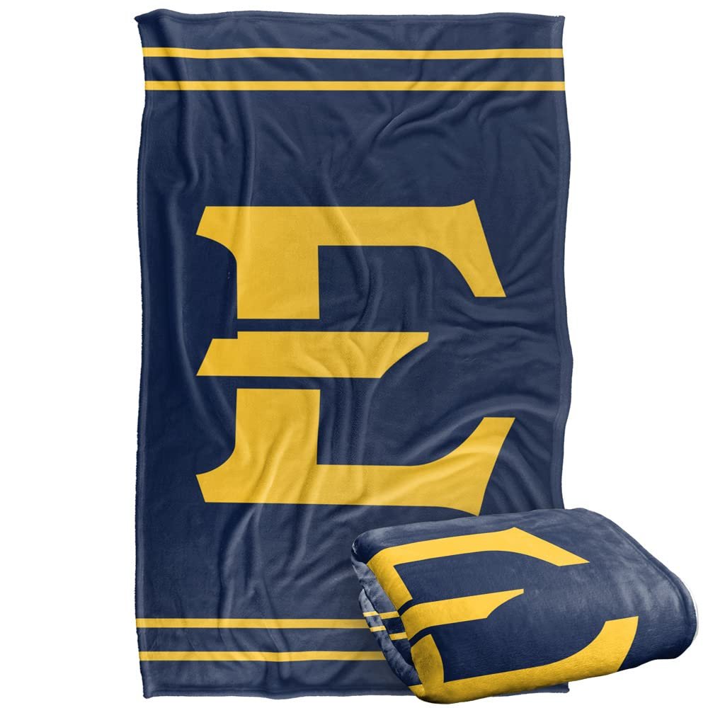 East Tennessee State University Lions Blanket, 36" x 58", Primary Logo Stripes, Silky Touch Super Soft Throw
