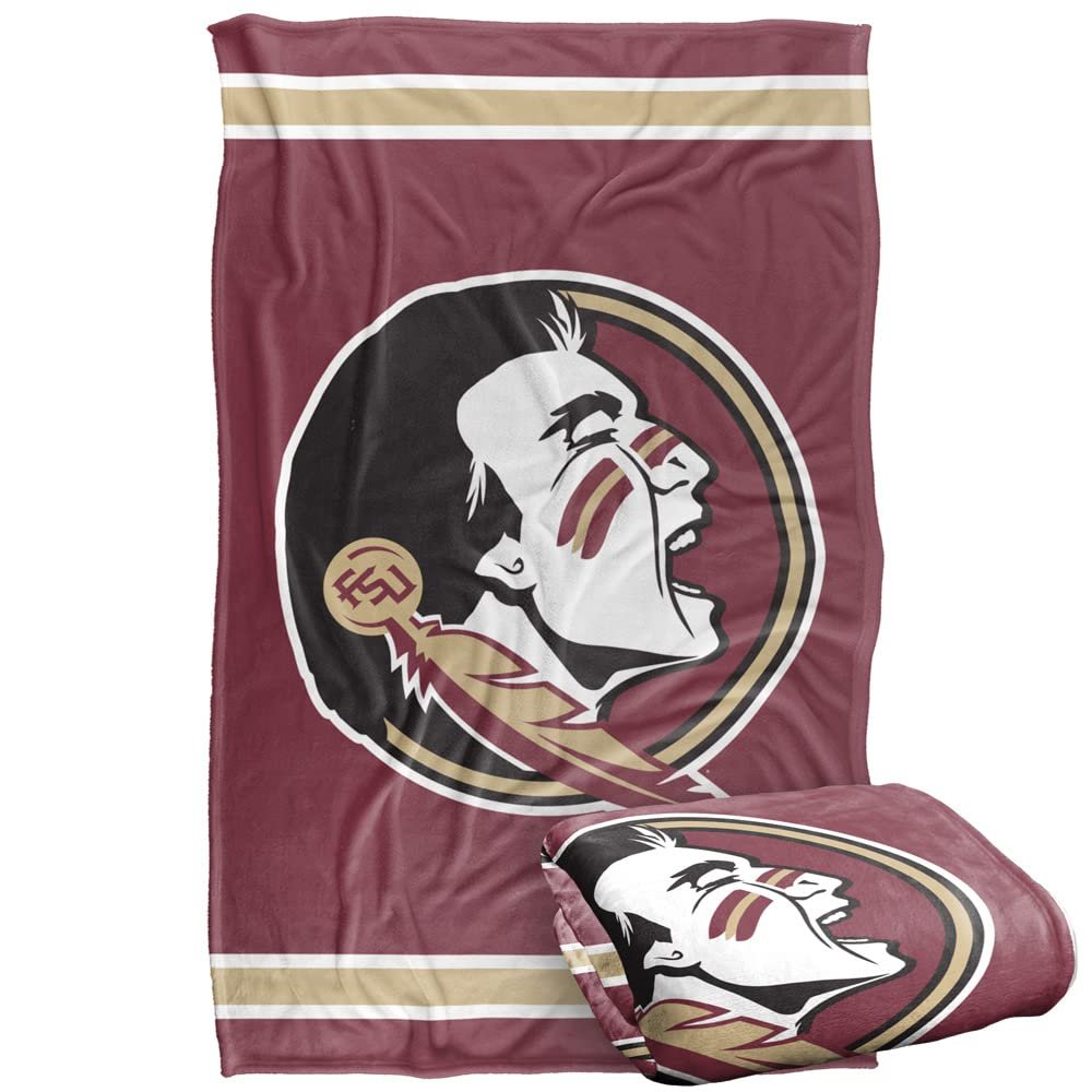 Florida State University Seminoles Blanket, 36" x 58", Primary Logo Stripes, Silky Touch Super Soft Throw