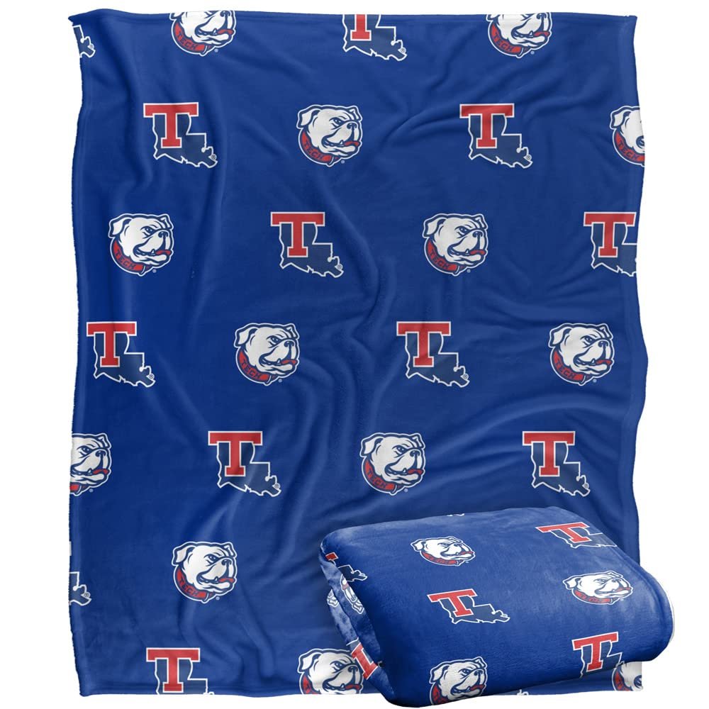 Louisiana Tech Bulldogs Blanket, 50" x 60", Logo Pattern, Silky Touch Super Soft Throw