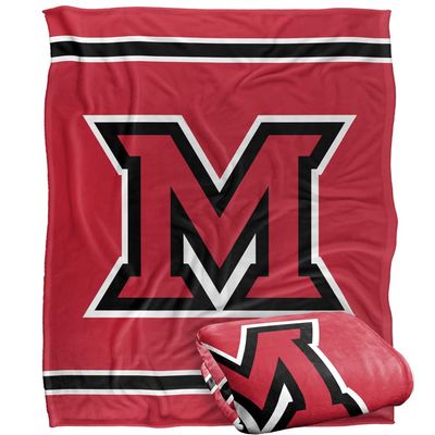 Miami University Redhawks Blanket, 50" x 60", Primary Logo Stripes, Silky Touch Super Soft Throw