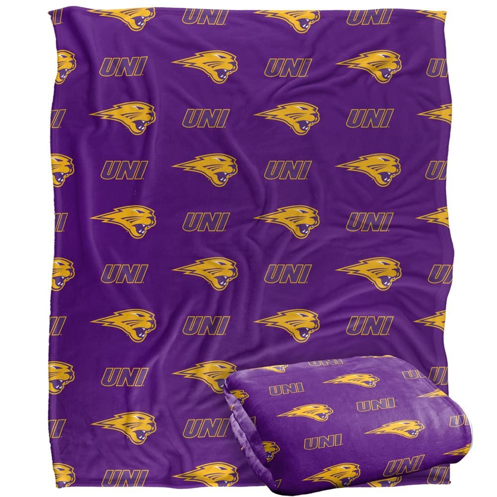 University of Northern Iowa Panthers Blanket, 50" x 60", Logo Pattern, Silky Touch Super Soft Throw