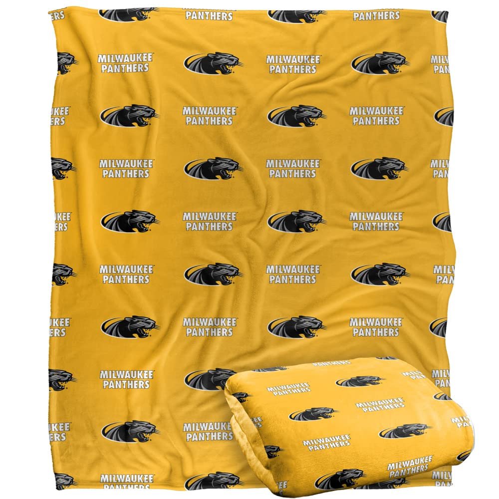 University of Wisconsin Milwaukee Panthers Blanket, 50" x 60", Logo Pattern, Silky Touch Super Soft Throw