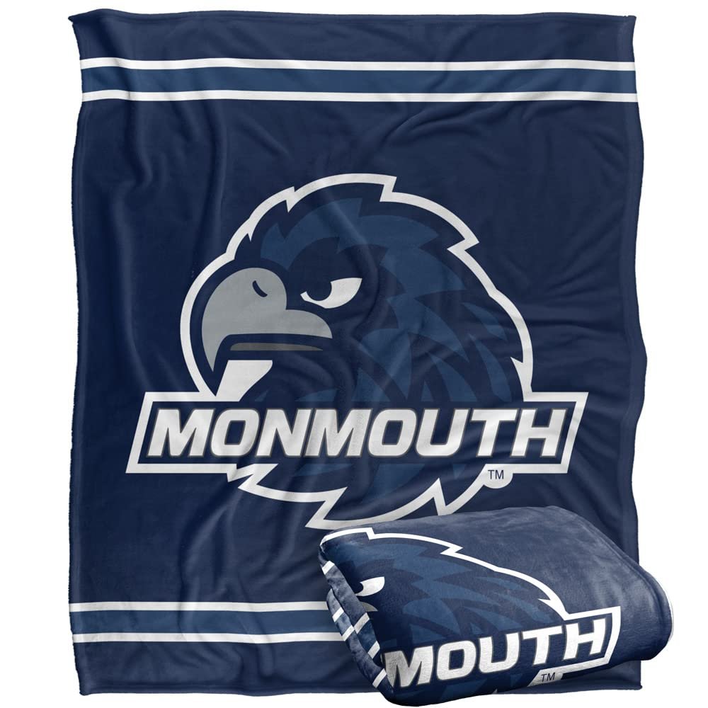 Monmouth Univeristy Hawks Blanket, 50" x 60", Primary Logo Stripes, Silky Touch Super Soft Throw