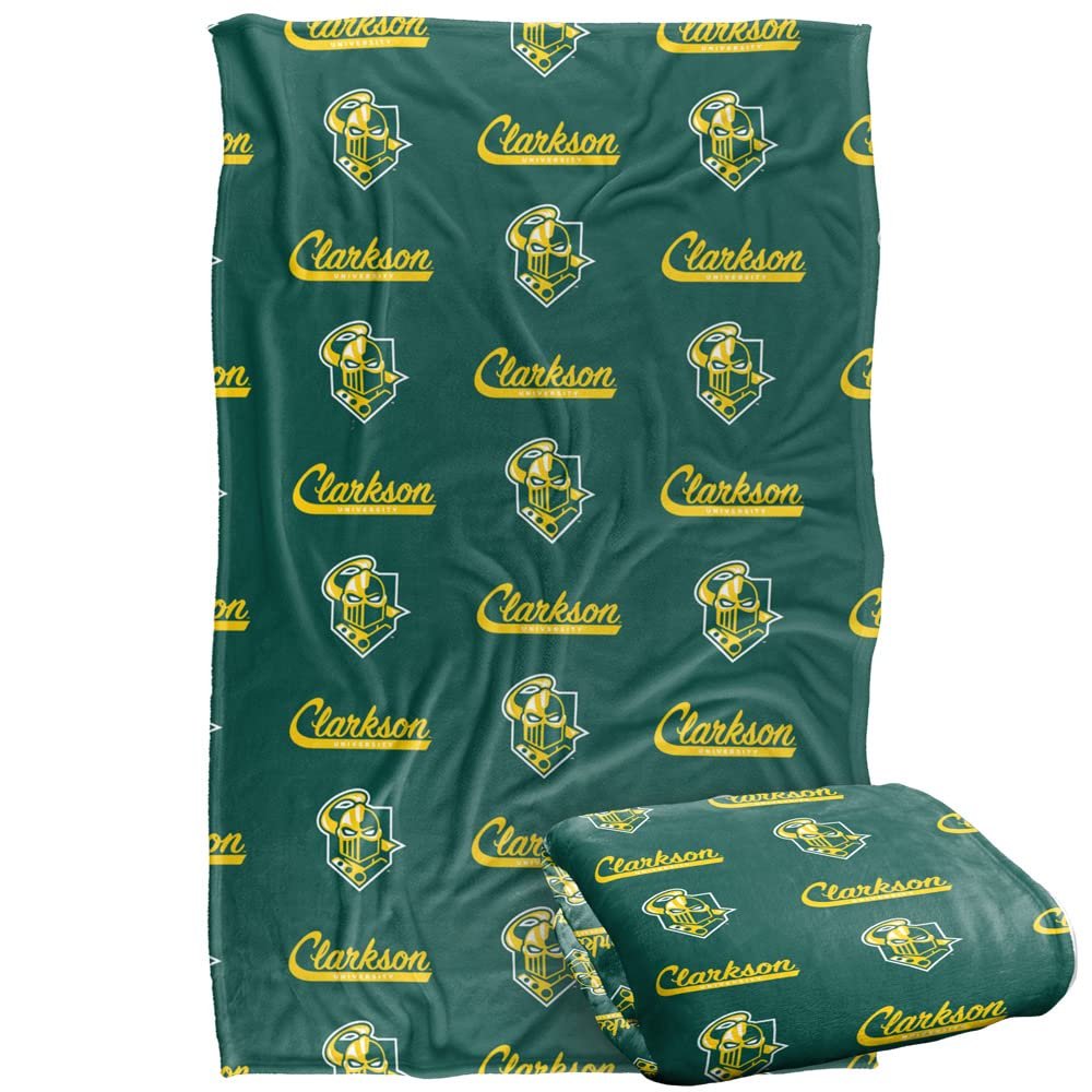 Clarkson University Golden Knights Blanket, 36" x 58", Logo Pattern, Silky Touch Super Soft Throw