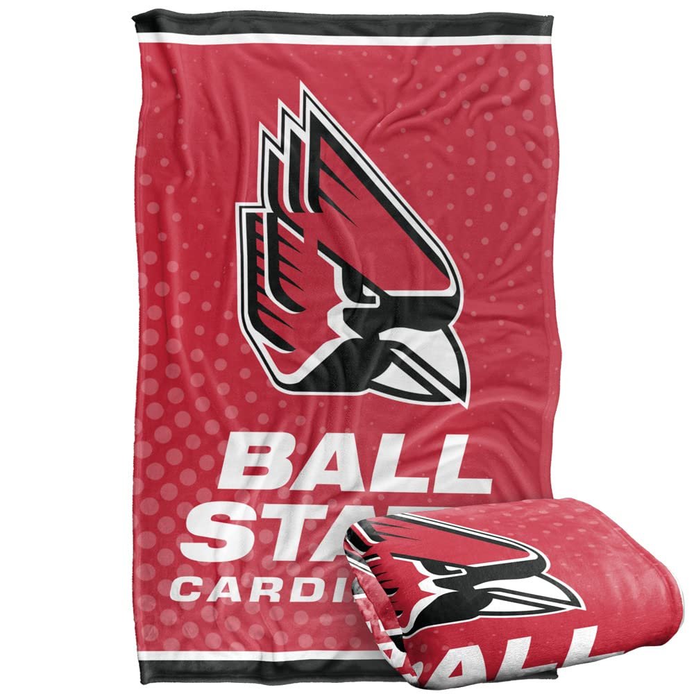 Ball State University Cardinals Blanket, 36" x 58", Logo Dots, Silky Touch Super Soft Throw