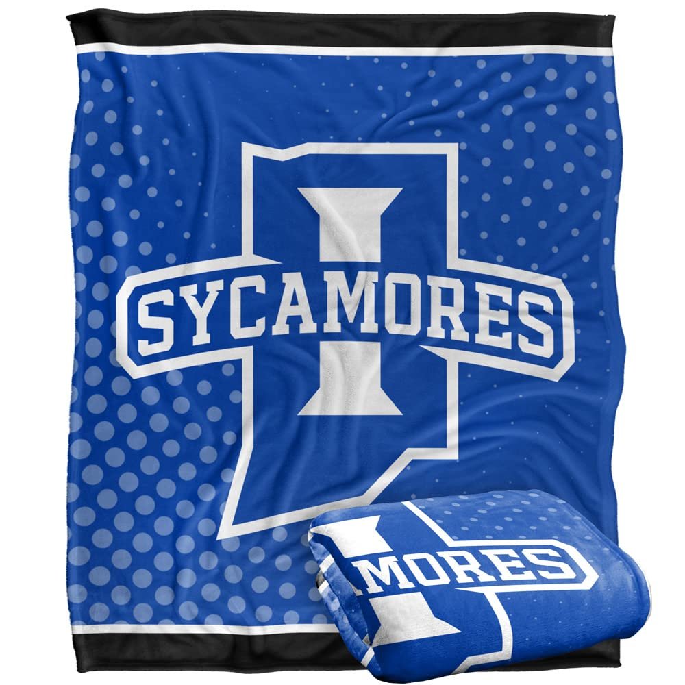 Indiana State University Sycamores Blanket, 50" x 60", Logo Dots, Silky Touch Super Soft Throw
