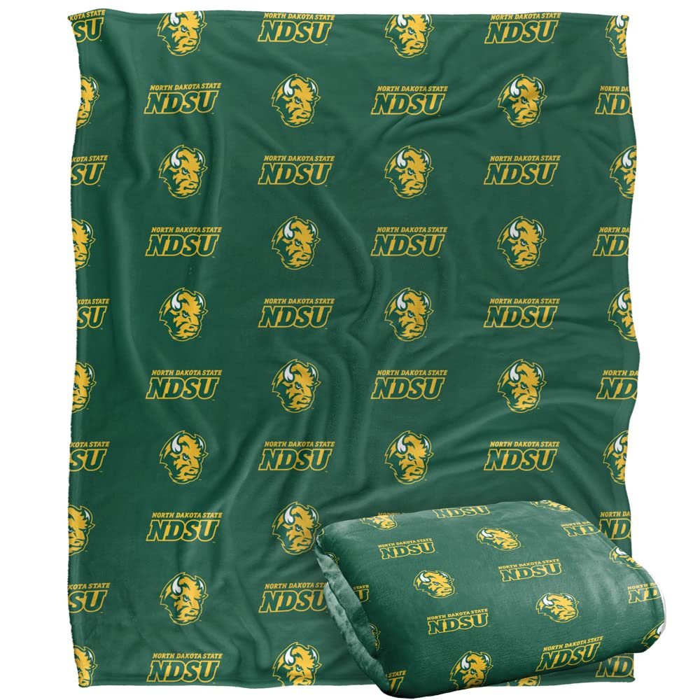 North Dakota State Univeristy Buffaloes Blanket, 50" x 60", Logo Pattern, Silky Touch Super Soft Throw