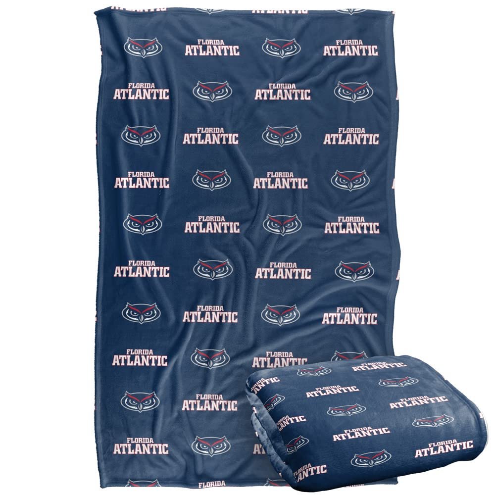 Florida Atlantic University Owls Blanket, 36" x 58", Logo Pattern, Silky Touch Super Soft Throw