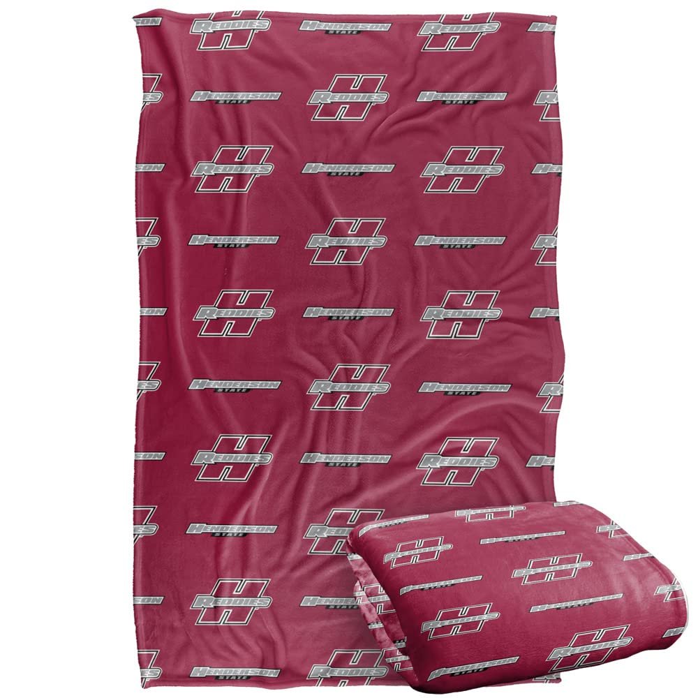 Henderson State University Reddies Blanket, 36" x 58", Logo Pattern, Silky Touch Super Soft Throw