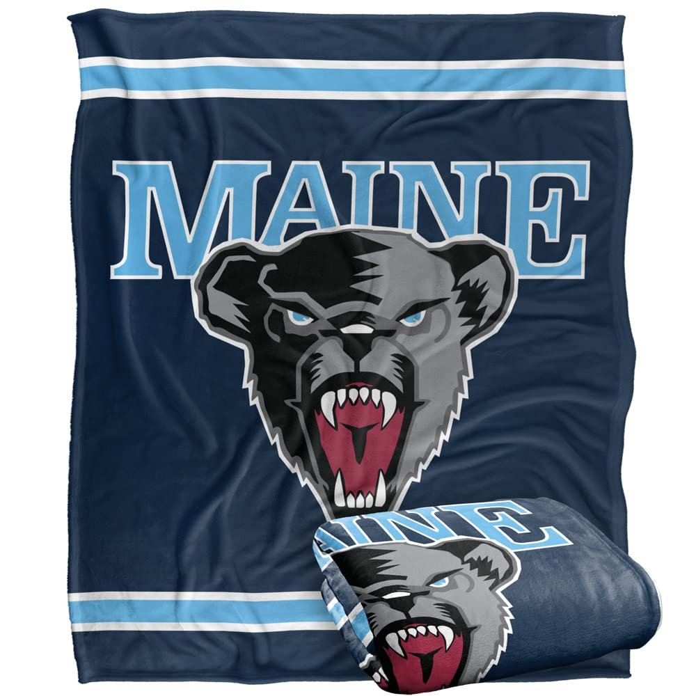 University of Maine Black Bears Blanket, 50" x 60", Primary Logo Stripes, Silky Touch Super Soft Throw