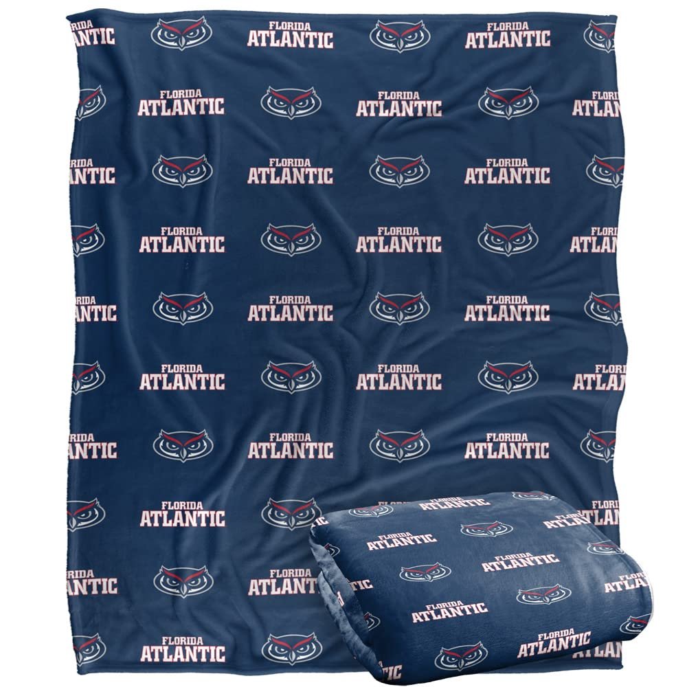 Florida Atlantic University Owls Blanket, 50" x 60", Logo Pattern, Silky Touch Super Soft Throw