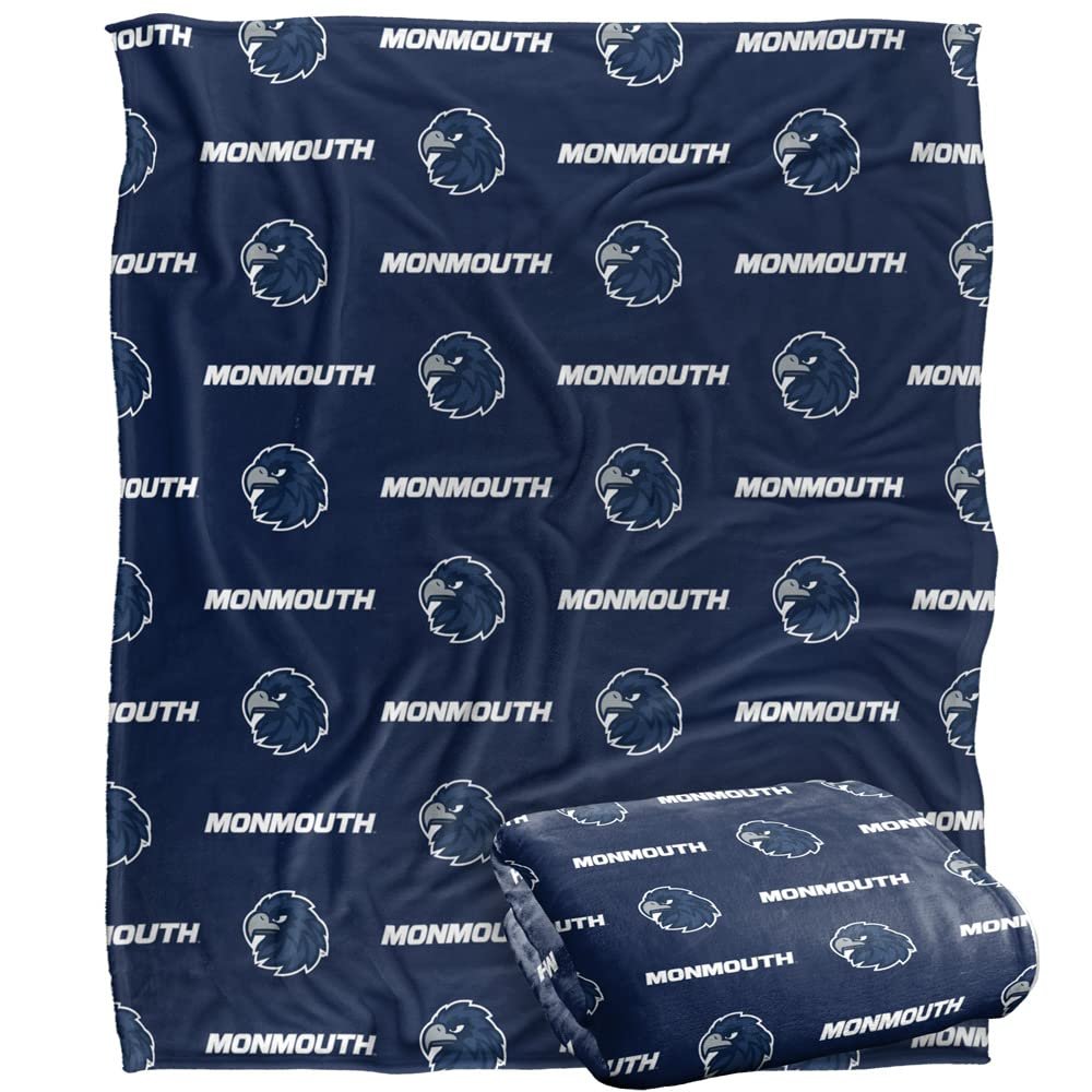 Monmouth Univeristy Hawks Blanket, 50" x 60", Logo Pattern, Silky Touch Super Soft Throw
