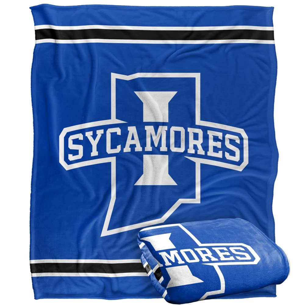 Indiana State University Sycamores Blanket, 50" x 60", Primary Logo Stripes, Silky Touch Super Soft Throw